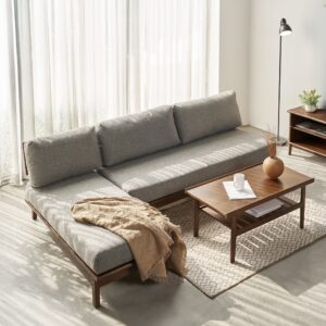 Ghế Sofa Góc Chữ L Gỗ Cao Su Tự Nhiên