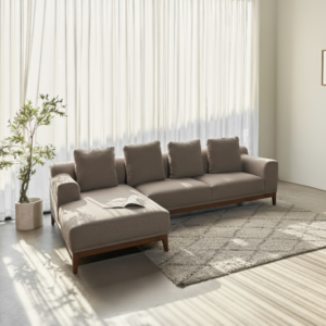 Combo Sofa Gỗ Cao Su Chữ L ( Màu nâu, 2m7)